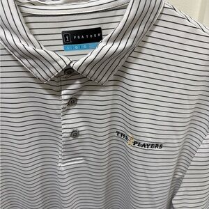 PGA Tour Men's White Striped Polo Shirt